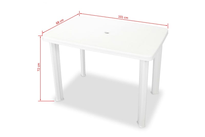 Trädgårdsbord vit 101x68x72 cm plast - Vit - Utemöbler - Trädgårdsbord & Utebord - Matbord ute