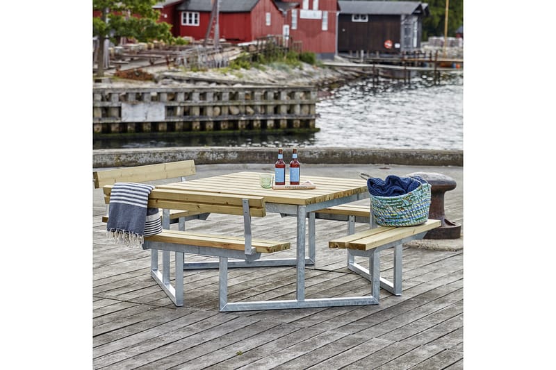 PLUS Twist Bord/Bänkset med 2 Ryggstöd 204 cm Tryckimpregner - Utemöbler - Trädgårdsbord & Utebord - Picknickbord