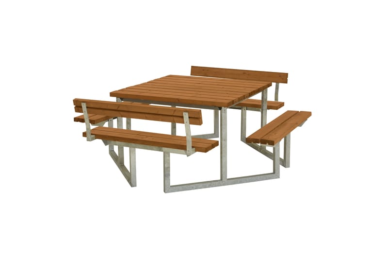 PLUS Twist Bord/Bänkset med 2Ryggstöd 204 cm Grundmålad Teak - Utemöbler - Trädgårdsbord & Utebord - Picknickbord