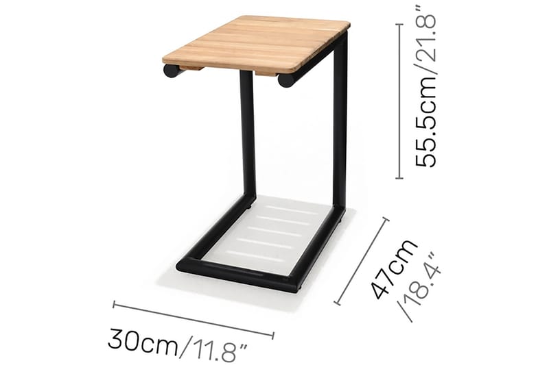 PORTALS Sidobord 47 cm Svart/Teak - Utemöbler - Trädgårdsbord & Utebord - Sidobord utomhus