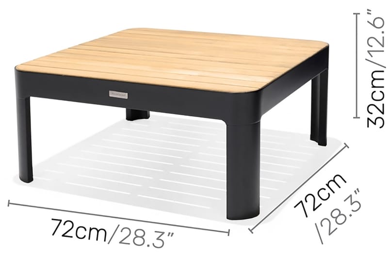 PORTALS soffbord 72 cm Svart/Teak - Utemöbler - Trädgårdsbord & Utebord - Sidobord utomhus