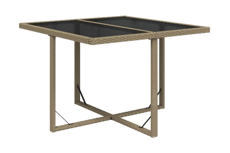 Trädgårdsbord beige 109x107x74 cm konstrotting och glas - Beige - Matbord ute