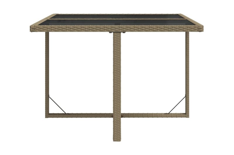 Trädgårdsbord beige 109x107x74 cm konstrotting och glas - Beige - Matbord ute