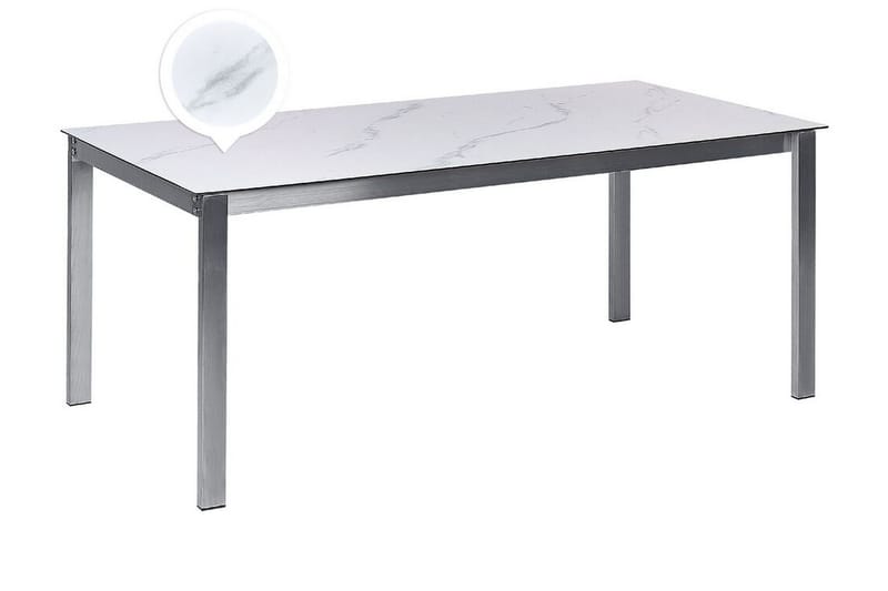 ZERVO Matbord 180x90 cm Vit/Silver - Utemöbler - Trädgårdsbord & Utebord - Matbord ute