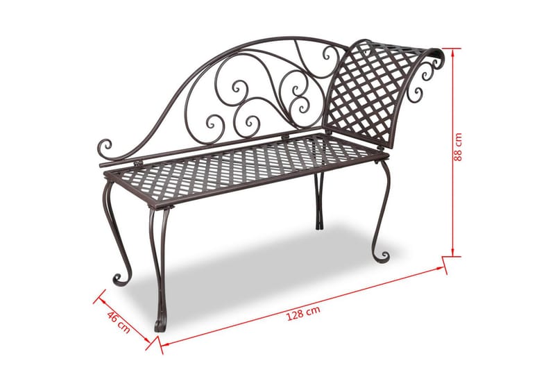 Trädgårdsbänk schäslong 128 cm antikbrun - Brun - Utemöbler - Utesoffor & bänkar - Trädgårdsbänkar