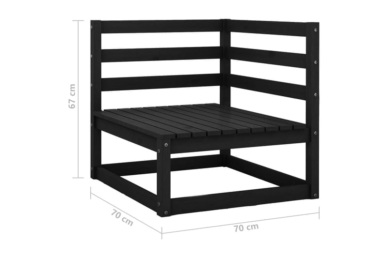 Hörnsoffa Utomhus med antracit dynor massiv furu - Svart - Utemöbler - Utesoffor & bänkar - Loungesoffa