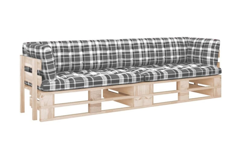 Pallsoffa 2-sits med dynor impregnerad furu - Brun - Utemöbler - Utesoffor & bänkar - Loungesoffa