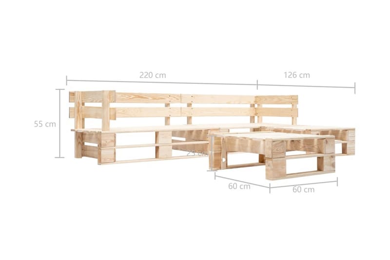 Pallsoffa 4 delar naturligt trä - Brun - Utemöbler - Utesoffor & bänkar - Loungesoffa