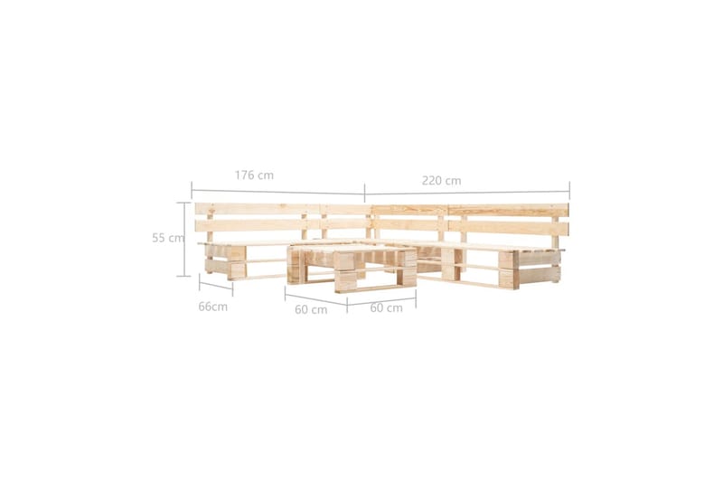 Pallsoffa 4 delar naturligt trä - Brun - Utemöbler - Utesoffor & bänkar - Loungesoffa