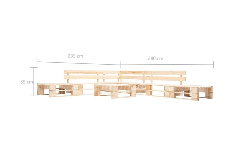 Pallsoffa 6 delar naturligt trä - Brun - Utemöbler - Utesoffor & bänkar - Loungesoffa