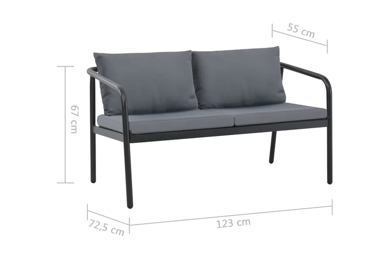 Trädgårdssoffa 2-sits med dynor aluminium grå - Grå - Utemöbler - Utesoffor & bänkar - Loungesoffa