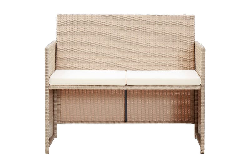 Trädgårdssoffa 2-sits med dynor konstrotting beige - Beige - Utemöbler - Utesoffor & bänkar - Loungesoffa