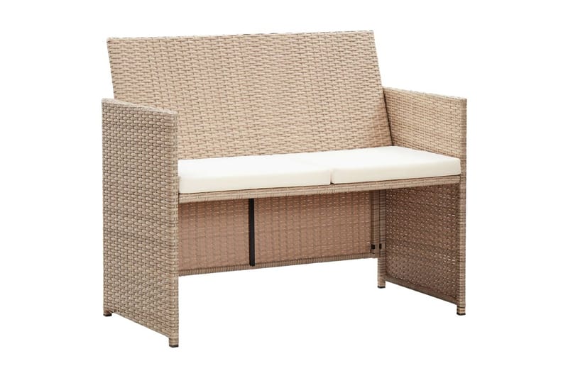 Trädgårdssoffa 2-sits med dynor konstrotting beige - Beige - Utemöbler - Utesoffor & bänkar - Loungesoffa