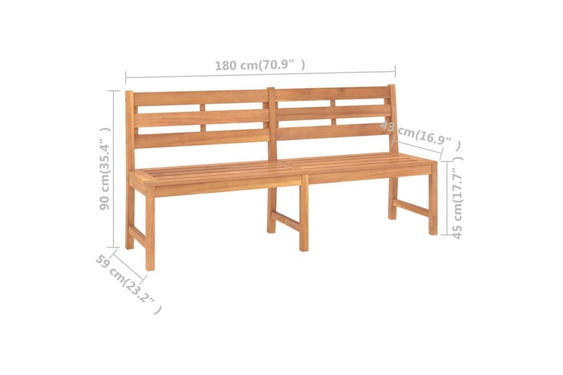 Trädgårdsbänk 180 cm massiv teak - Brun - Utemöbler - Utesoffor & bänkar - Trädgårdssoffa