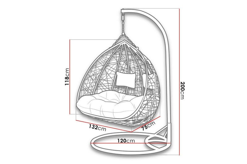 Greencastle Hängstol 132 cm Svart - Utemöbler - Utestolar & fåtöljer - Hängstol