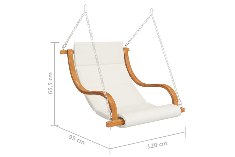 Hängstol Utomhus med gräddvit dyna böjträ med teakyta - Vit - Utemöbler - Utestolar & fåtöljer - Hängstol