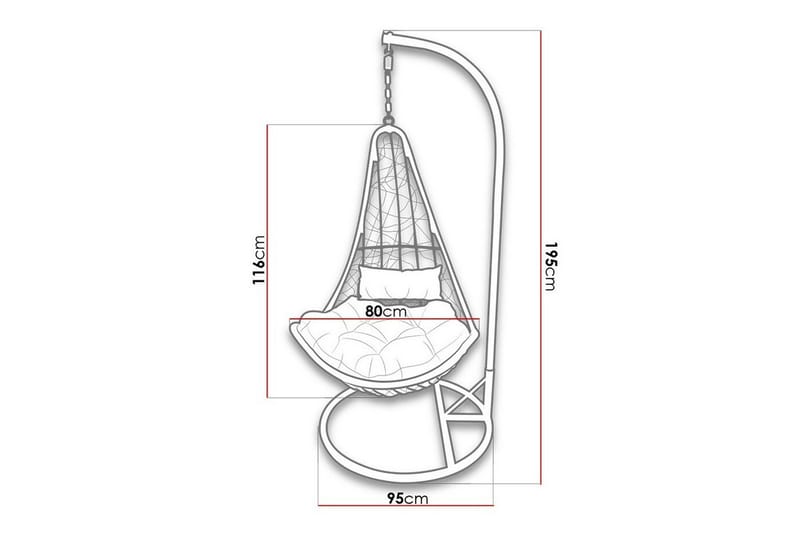 Kintore Hängstol Utomhus 95 cm Grå - Utemöbler - Utestolar & fåtöljer - Hängstol