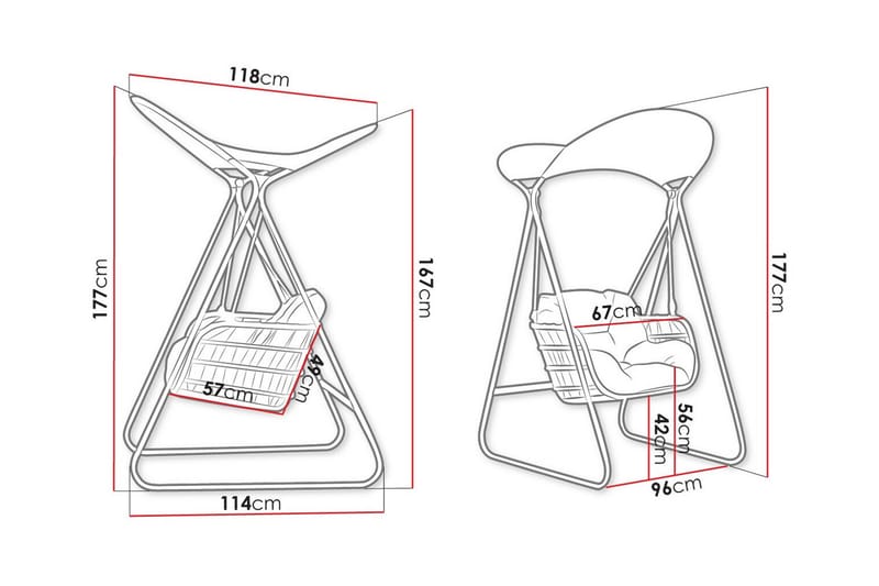 Kintore Hängstol Utomhus 96 cm 177xGrå - Utemöbler - Utestolar & fåtöljer - Hängstol