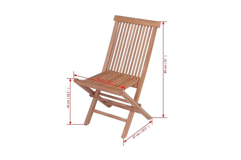 Hopfällbara trädgårdsstolar 4 st massiv teak - Brun - Utemöbler - Utestolar & fåtöljer - Positionsstol