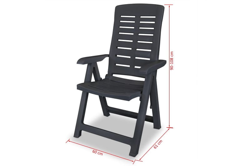 Justerbara trädgårdsstolar 4 st plast antracit - Antracit - Utemöbler - Utestolar & fåtöljer - Positionsstol