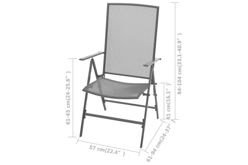 Stapelbara trädgårdsstolar 2 st stål grå - Grå - Utemöbler - Utestolar & fåtöljer - Positionsstol