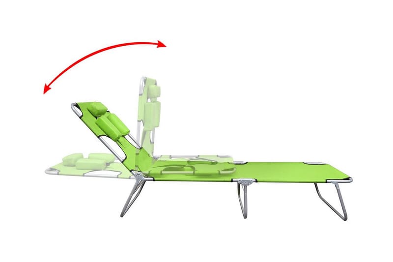 Hopfällbar solsäng med huvudkudde pulverlackerat stål grön - Grön - Utemöbler - Utestolar & fåtöljer - Solsängar & solvagnar