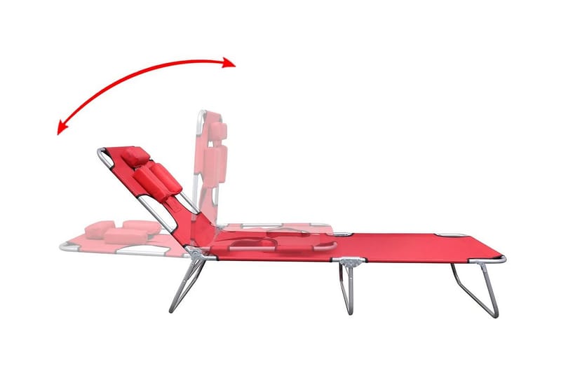 Hopfällbar solsäng med huvudkudde pulverlackerat stål röd - Röd - Utemöbler - Utestolar & fåtöljer - Solsängar & solvagnar