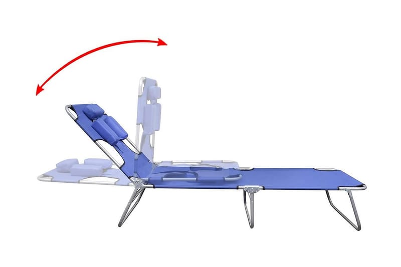 Hopfällbar solsäng med huvudkudde pulverlackerat stål blå - Blå - Utemöbler - Utestolar & fåtöljer - Solsängar & solvagnar