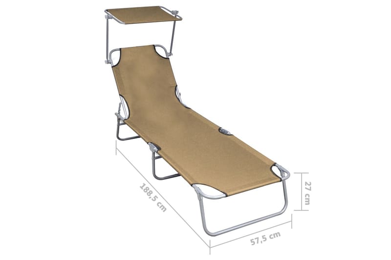 Hopfällbar solsäng med tak taupe aluminium - Brun - Utemöbler - Utestolar & fåtöljer - Solsängar & solvagnar