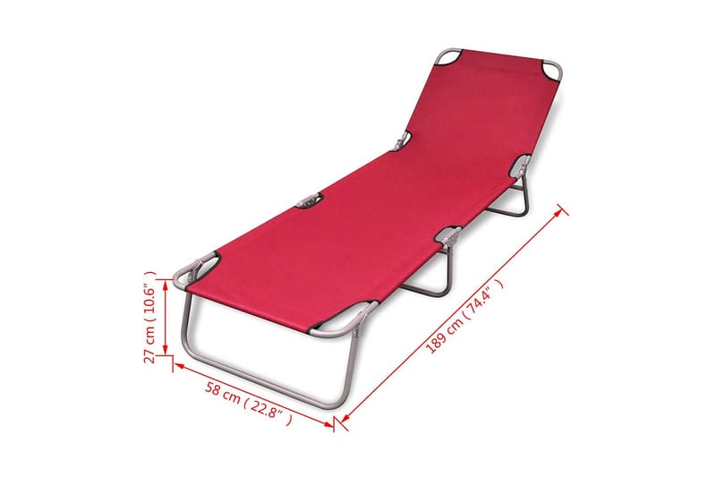 Hopfällbar solsäng pulverlackerat stål röd - Röd - Utemöbler - Utestolar & fåtöljer - Solsängar & solvagnar