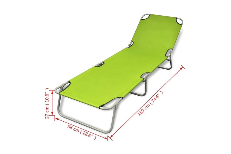 Hopfällbar solsäng pulverlackerat stål äppelgrön - Grön - Utemöbler - Utestolar & fåtöljer - Solsängar & solvagnar