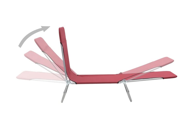 Hopfällbara solsängar 2 st stål och tyg röd - Röd - Utemöbler - Utestolar & fåtöljer - Solsängar & solvagnar