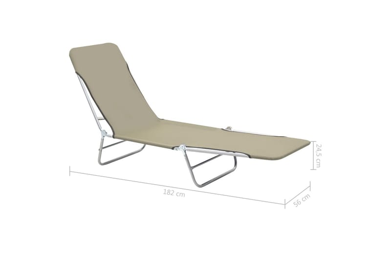 Hopfällbara solsängar 2 st stål och tyg taupe - Brun - Utemöbler - Utestolar & fåtöljer - Solsängar & solvagnar