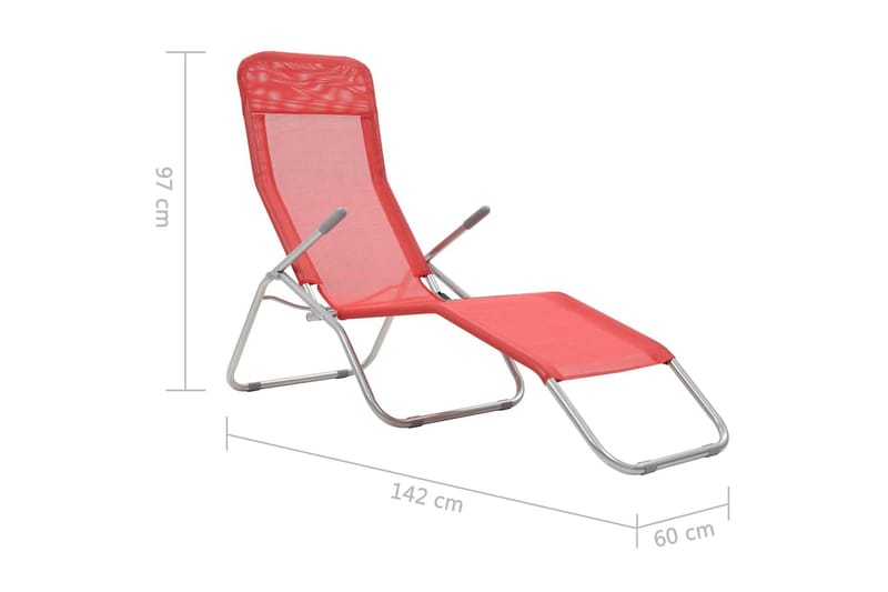 Hopfällbara solsängar 2 st textilene röd - Röd - Utemöbler - Utestolar & fåtöljer - Solsängar & solvagnar