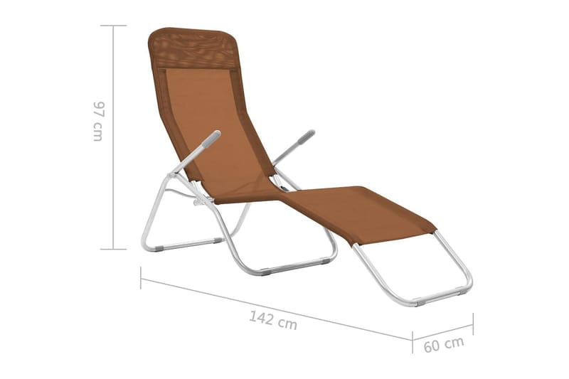 Hopfällbara solsängar 2 st textilene taupe - Brun - Utemöbler - Utestolar & fåtöljer - Solsängar & solvagnar