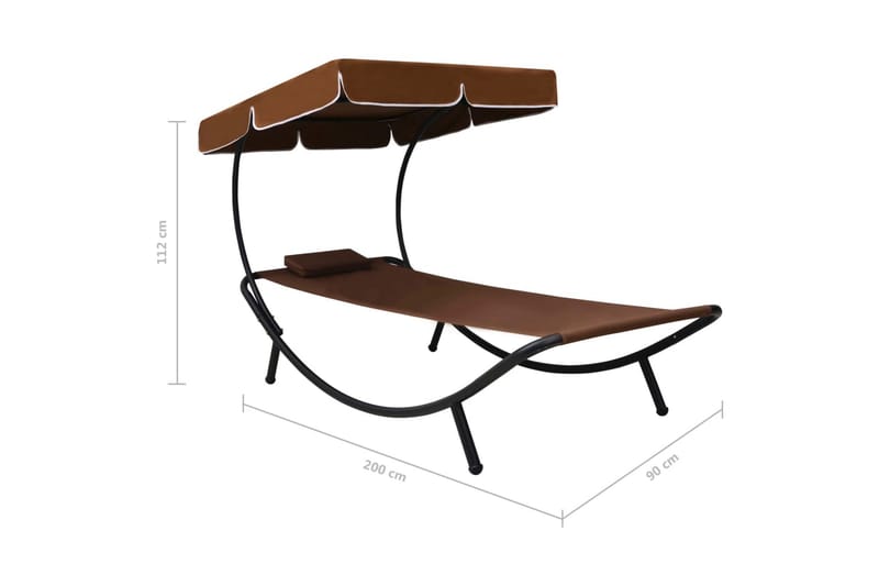 Solsäng dubbel med tak & kudde brun - Brun - Utemöbler - Utestolar & fåtöljer - Solsängar & solvagnar