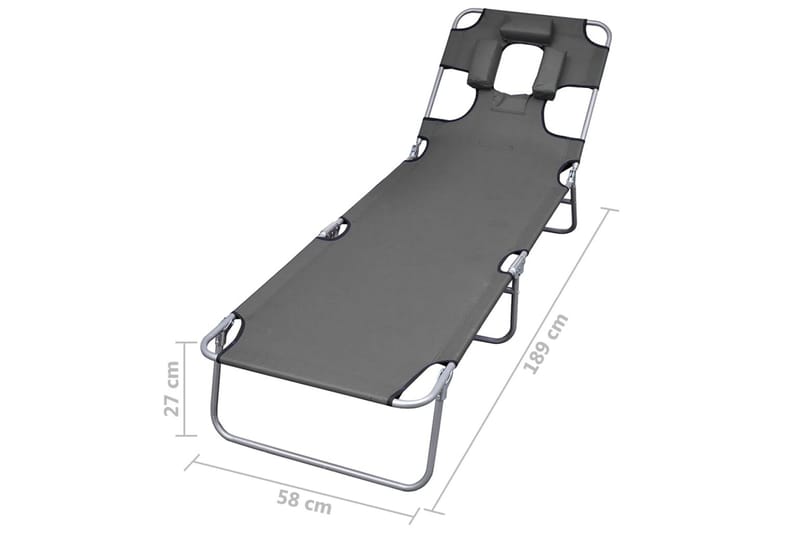 Solsäng med nackstöd hopfällbar grå - Grå - Utemöbler - Utestolar & fåtöljer - Solsängar & solvagnar