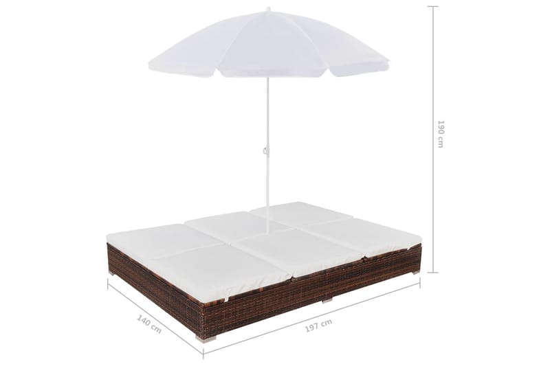 Solsäng med parasoll konstrotting brun - Brun - Utemöbler - Utestolar & fåtöljer - Solsängar & solvagnar