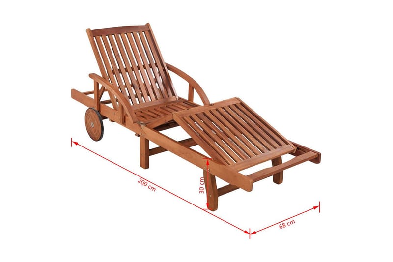 Solsängar 2 st med bord massivt akaciaträ - Brun - Utemöbler - Utestolar & fåtöljer - Solsängar & solvagnar