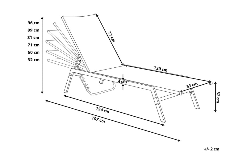 TAWONNA Solsäng 197 cm Grå - Utemöbler - Utestolar & fåtöljer - Solsängar & solvagnar