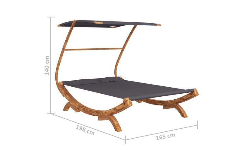 Trädgårdssäng med tak 165x198x140 cm massivt böjträ antracit - Antracit - Utemöbler - Utestolar & fåtöljer - Solsängar & solvagnar