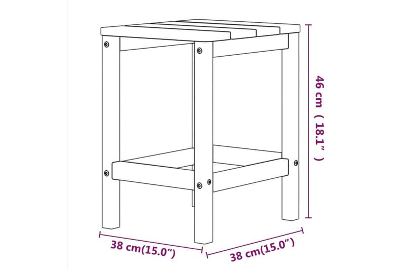 Adirondack bord vit 38x38x46 cm HDPE - Vit - Utemöbler - Utestolar & fåtöljer - Solstol - Däckstol