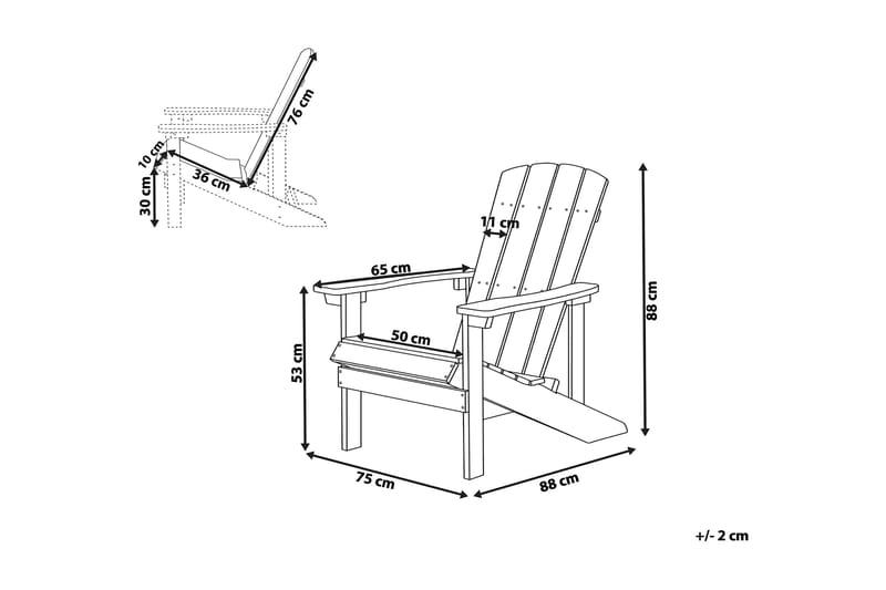 ADIRONDACK Däckstol 88|75|88 cm - Utemöbler - Utestolar & fåtöljer - Solstol - Däckstol