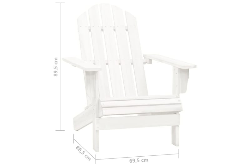 Adirondackstol med bord massivt granträ vit - Vit - Utemöbler - Utestolar & fåtöljer - Solstol - Däckstol