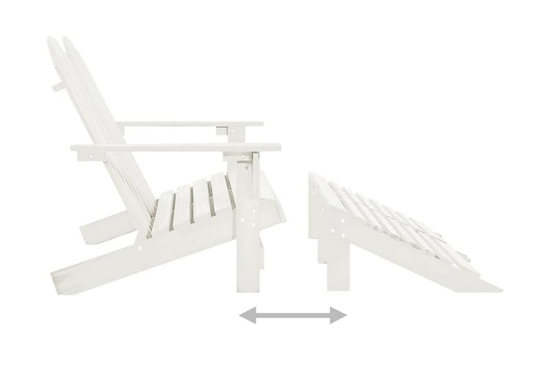 Adirondackstol med fotpall 2-sits vit granträ - Vit - Utemöbler - Utestolar & fåtöljer - Solstol - Däckstol