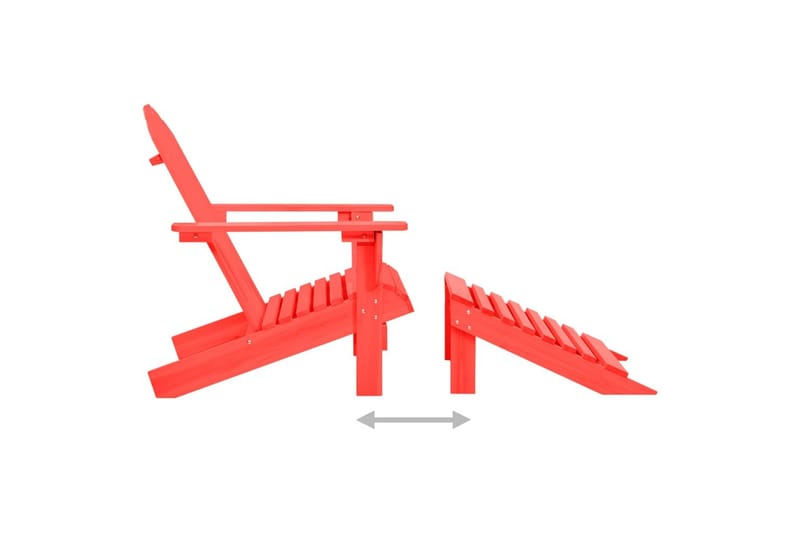 Adirondackstol med fotpall massivt granträ röd - Röd - Utemöbler - Utestolar & fåtöljer - Solstol - Däckstol