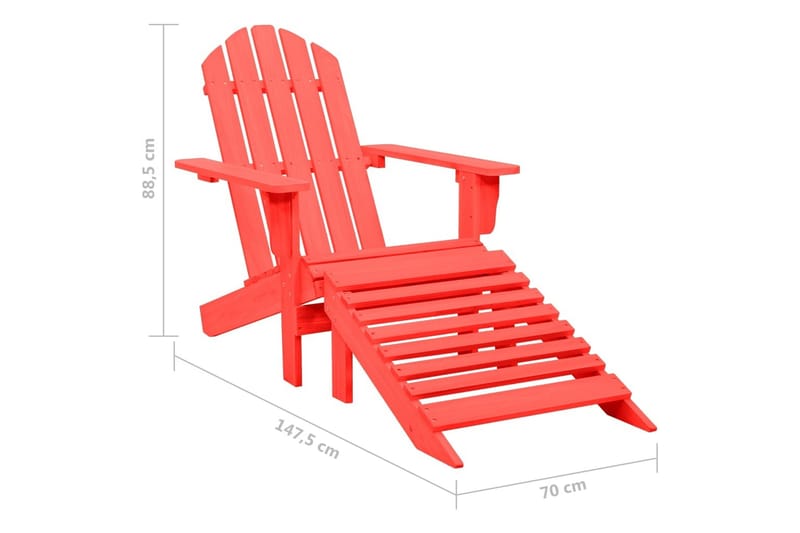 Adirondackstol med fotpall massivt granträ röd - Röd - Utemöbler - Utestolar & fåtöljer - Solstol - Däckstol