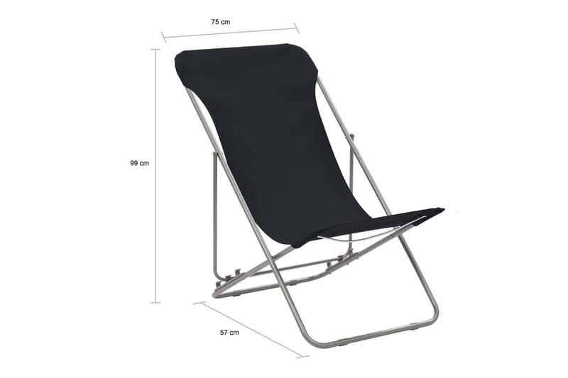 Hopfällbara strandstolar 2 st stål och oxfordtyg svart - Svart - Utemöbler - Utestolar & fåtöljer - Solstol