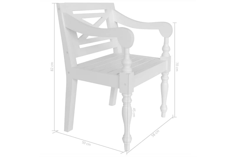 Bataviastolar 2 st vit massivt mahognyträ - Vit - Utemöbler - Utestolar & fåtöljer - Utefåtöljer & loungefåtöljer
