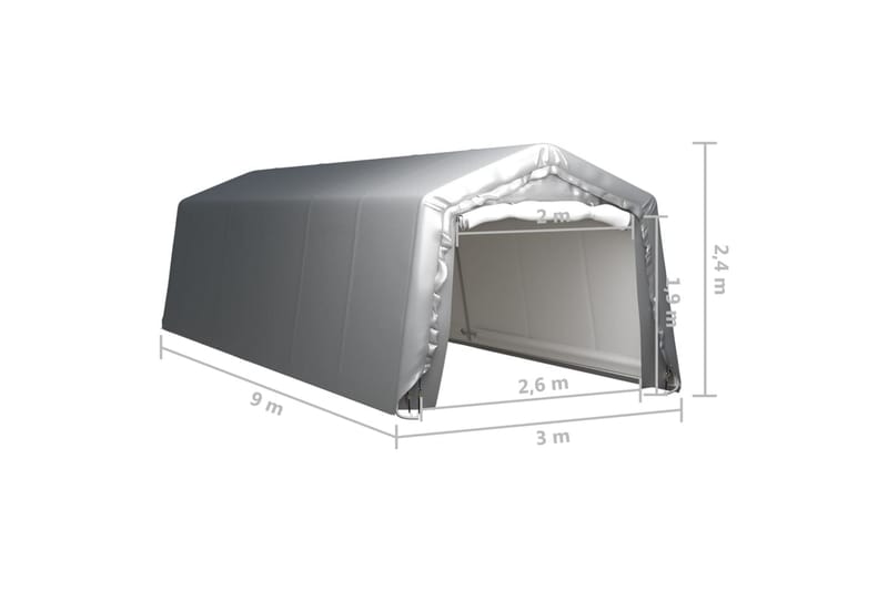 Förvaringstält 300x900 cm stål grå - Grå - Utemöbler - Utomhusförvaring - Trädgårdstält & förvaringstält - Förrådstält